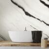 White and marble bathroom close up marble wallpaper mural in bathroom