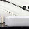 Elegant bathroom washbasin marble wallpaper mural in bathroom
