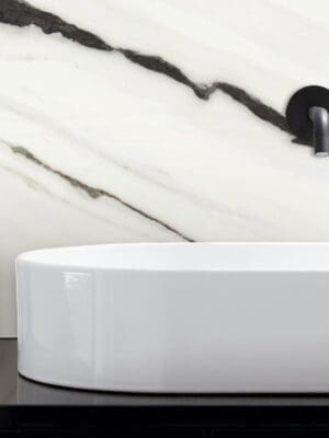 marble wallpaper mural in bathroom