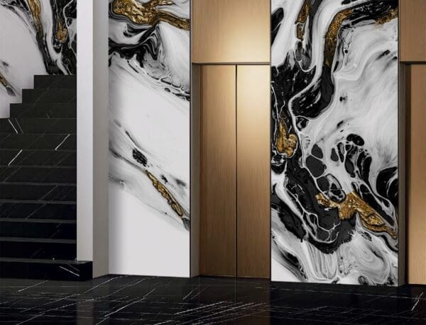 Marble wallpaper in elevator lobby
