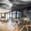 Interior of a open plan living room in a luxury penthouse apartment