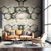 Modern living room design. Modern wallpaper mural