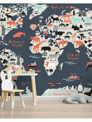 World Map Mural - Kids