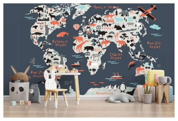 World Map Mural - Kids