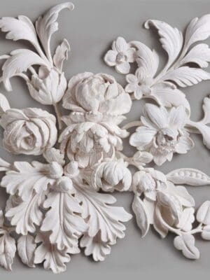 Decorative Plaster Roses & Leaves 3D Mural