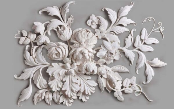 MUR7090.jpg Decorative Plaster Roses & Leaves 3D Mural