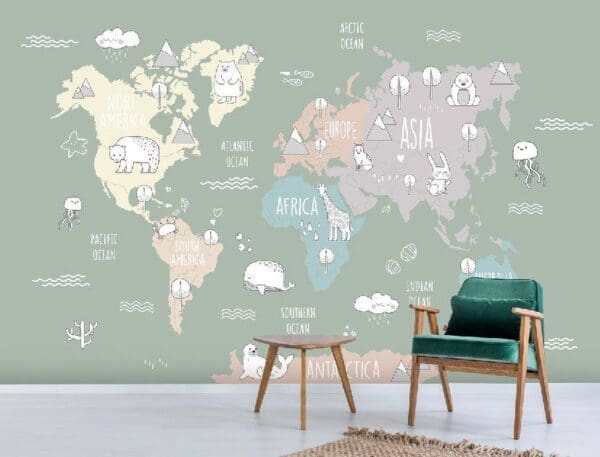 World Map Mural - Kids