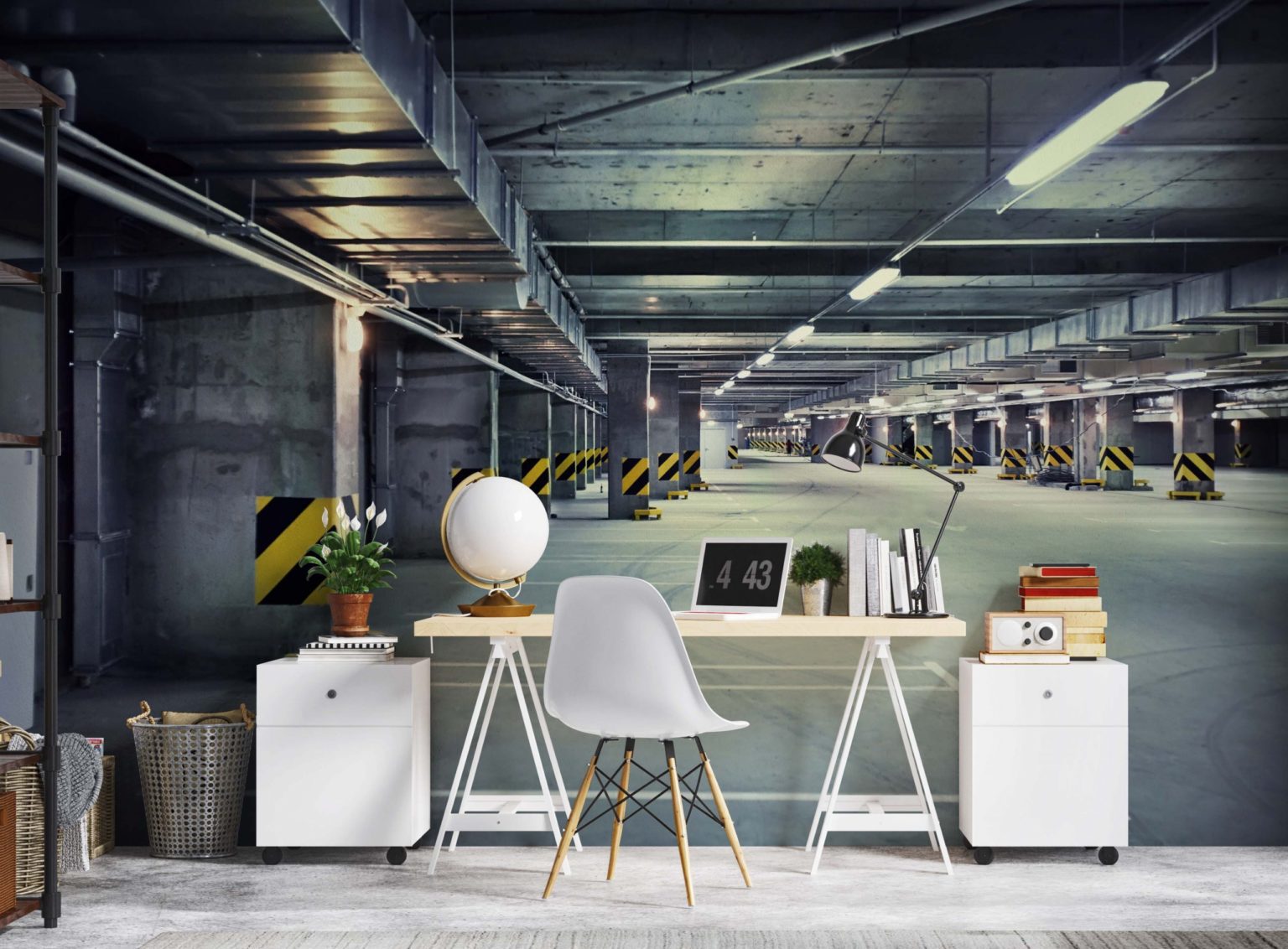 Industrial Car Park Mural Staab Decor