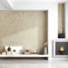 Minimalist living room with fireplace MERCURY SAND BEIGE