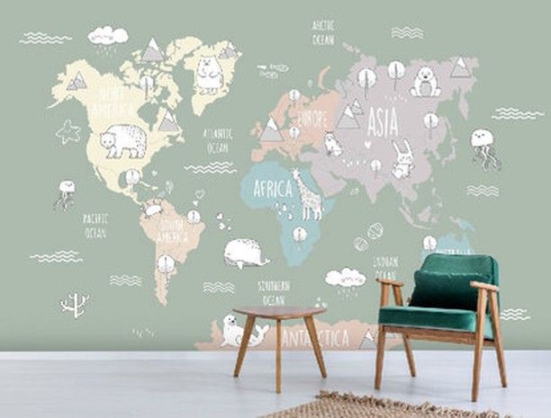 Fun Fresh Educational new Wall Murals themed Perfectly for Kids spaces.  Bedrooms, Rumpus Rooms, Educational spaces.  Perfect for Primary Schools or Childcare & Kindergartens.  The applications are endless.  More to come contact us today for more options. 
#kidsdecor #kidsdecorating #worldmapdecor  #wallmurals  #worldmapmural #worldmap #nurseryroom #nurserydecor #educationaldesign