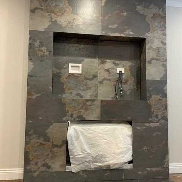 Loving this recent #installation of Stone Veneer on this fireplace in a home in Melbourne.  Can't wait to see it when the room is completed & styled. 
Contact us @StaabDecor Australia for more information & #stoneveneer options. 
#walldecor  #architexture  #interiordesign #australianbusiness #melbournedesign